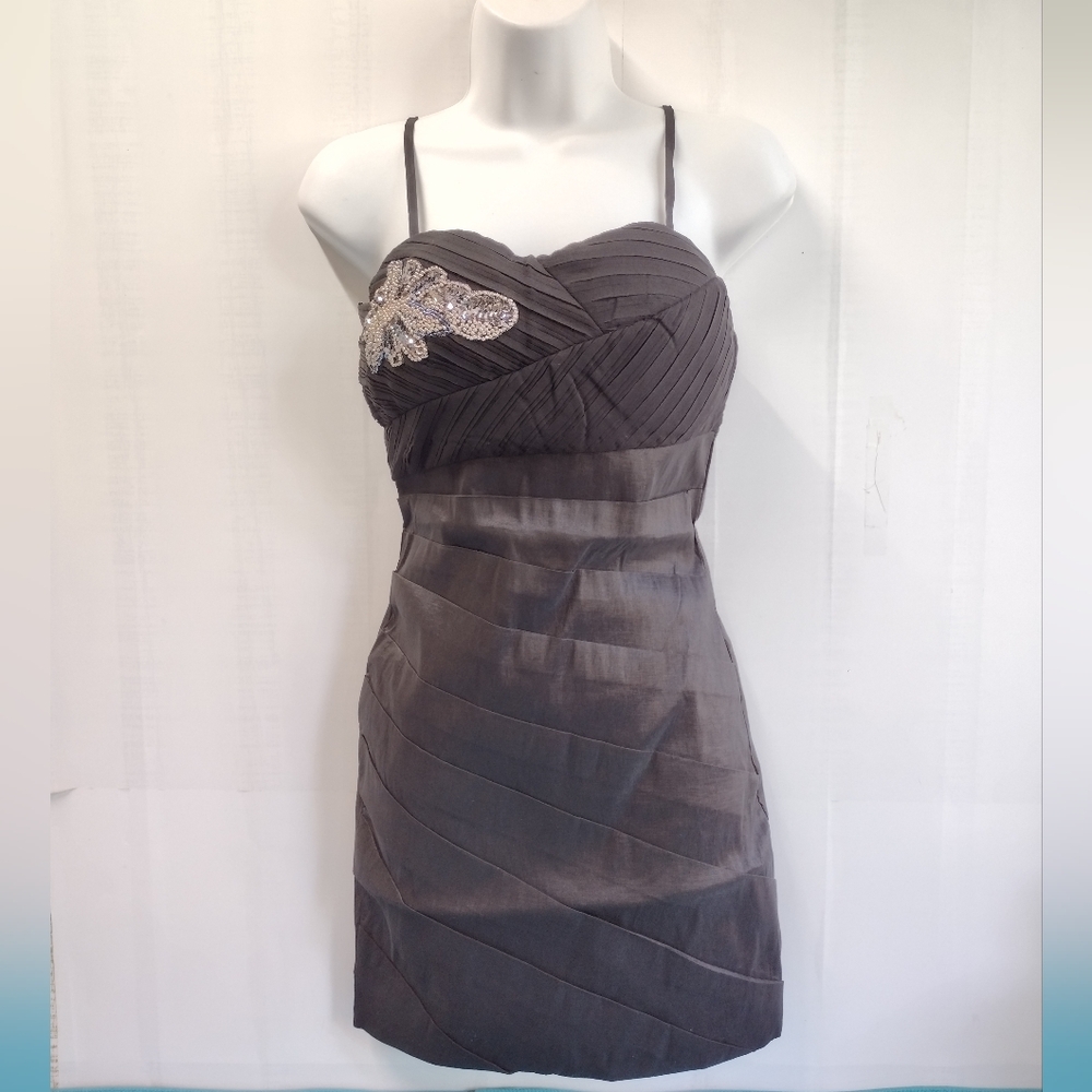 NWT Katia Bodycon Black Party Prom Mini Dress W/ Sequins Lined Stretch Size S